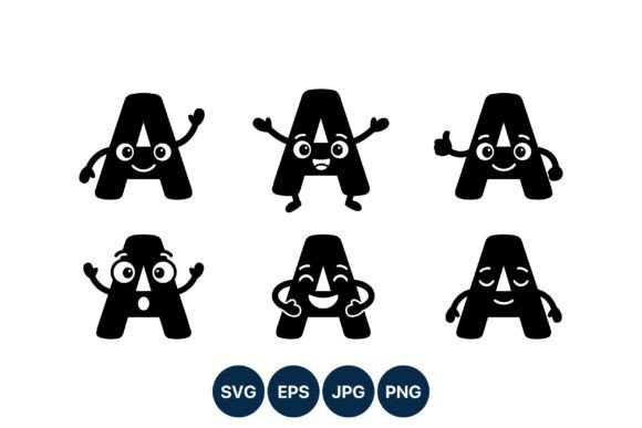 Cute Black Letter A Cartoon Characters: A Versatile Design Asset for Creative Projects