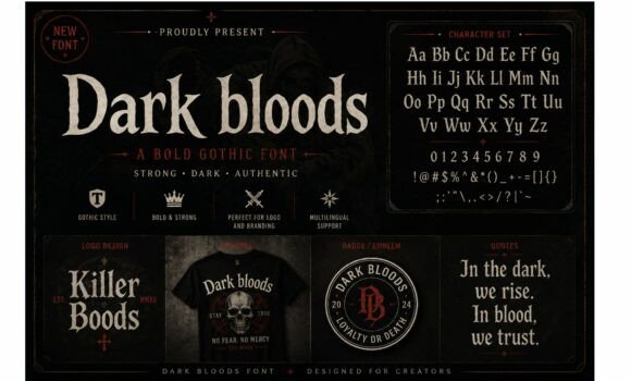Dark Bloods: A Gothic Font for Bold and Dramatic Visual Projects