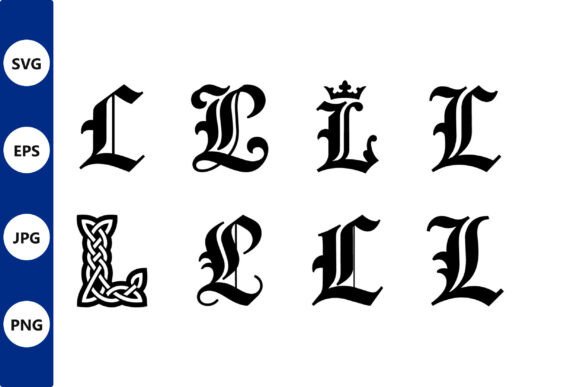 Gothic Letterforms Set in Blackletter for Decorative Design