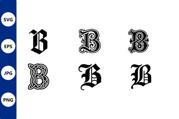 Ornate Blackletter Letter B Glyph Set: A Design Asset with Character