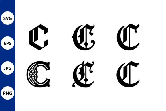 Ornate Blackletter Monogram Set C: A Timeless Design Resource