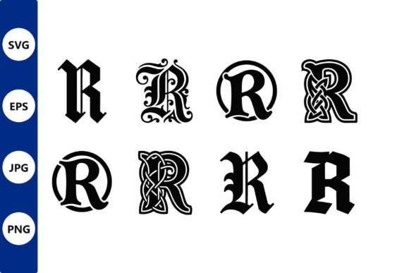 Ornate Blackletter R Glyphs: A Stylish Addition to Your Creative Projects