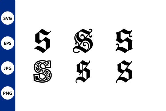 Ornate Blackletter S Glyphs on White: A Timeless Design Element for Modern Creations